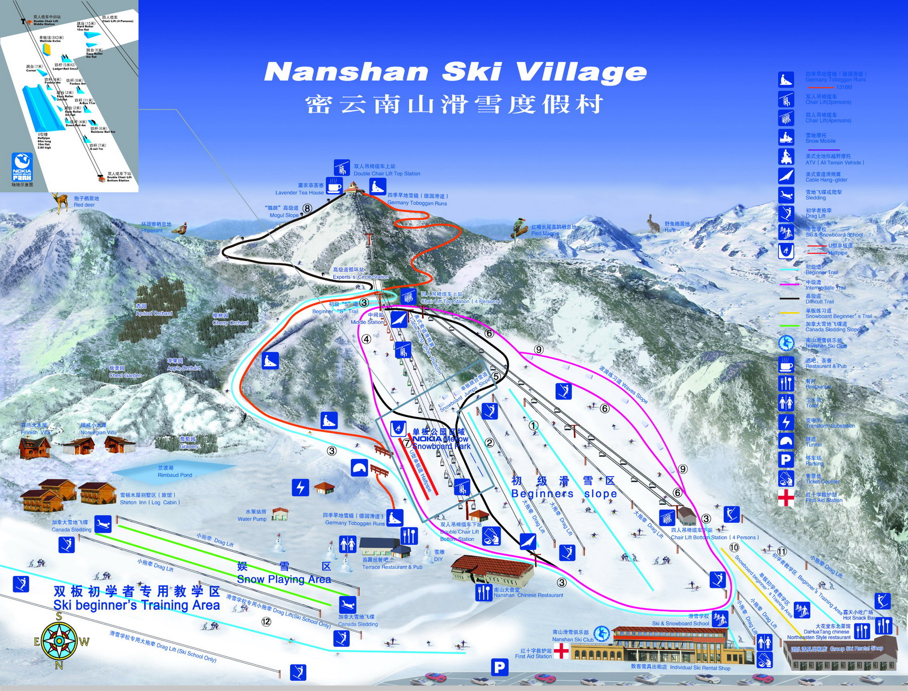 华北地区雪场介绍之南山滑雪场地图